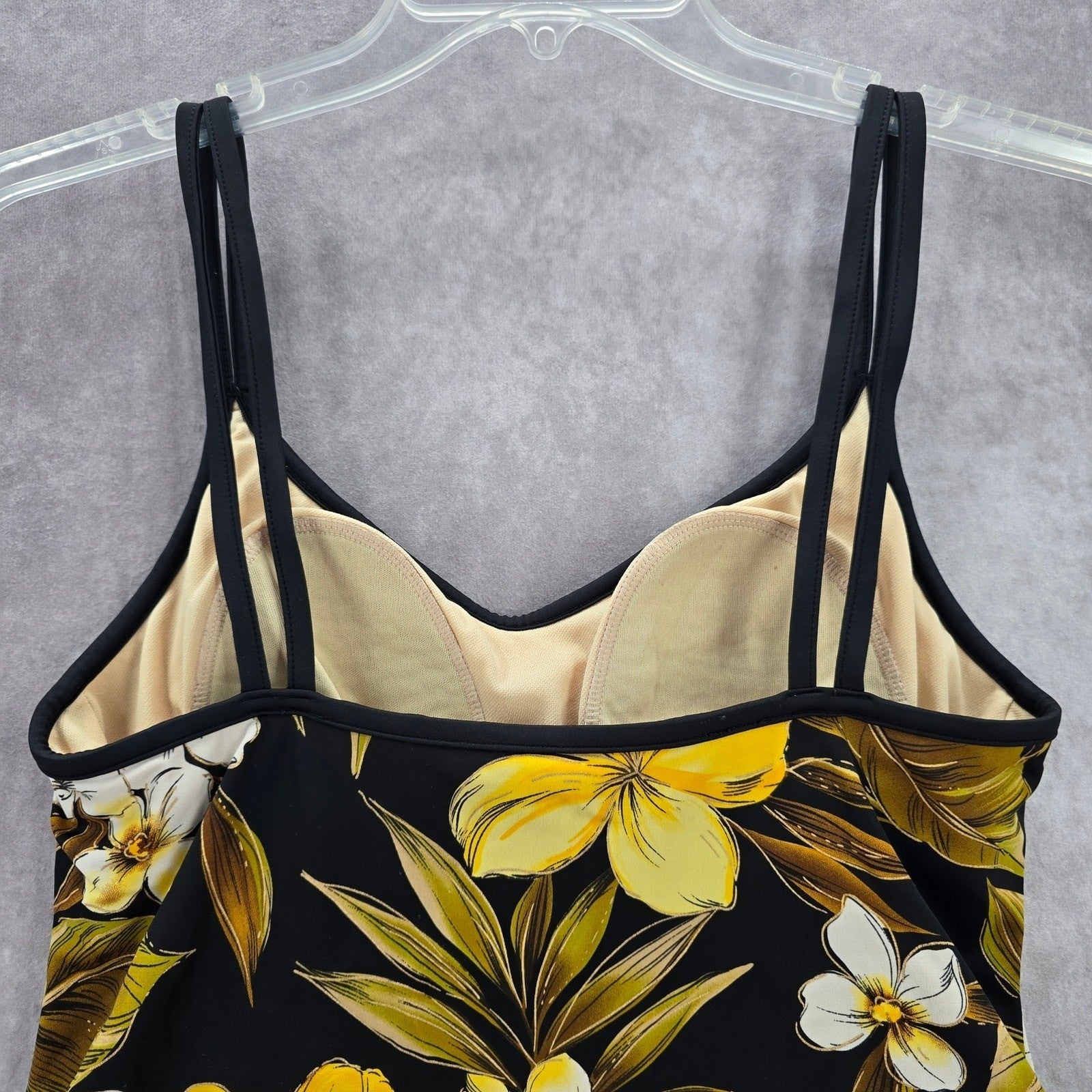 White Stag Yellow Floral Crop Padded Swimwear Tankini Tank Top Medium M 8/10