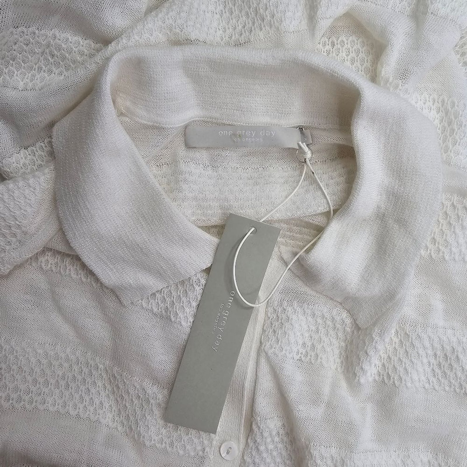 One Grey Day Revolve Long Sleeve Top Blouse Button Up Cardigan Collar Size XS