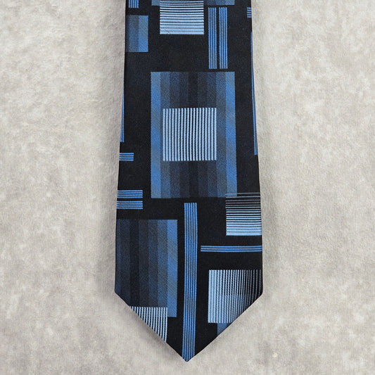 Arrow Blue Black Gray Plaid Stripe Geometric Executive 100% Silk Men's Neck Tie