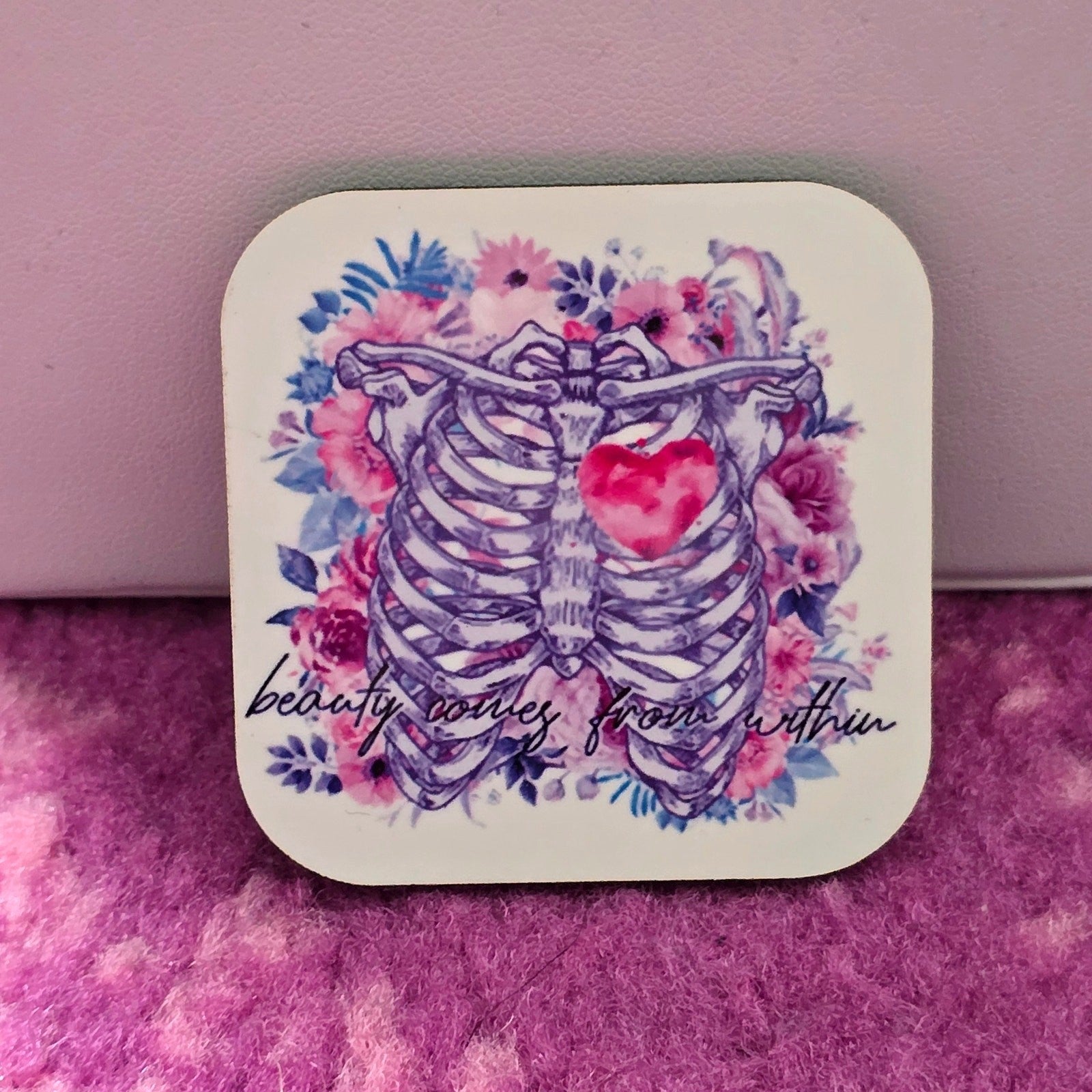 Beauty Come from Within Handmade Square Refrigerator Magnet