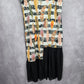 Takaya Siam Black Short Sleeve Maxi Feather Print Sheer Ruffle Dress Medium
