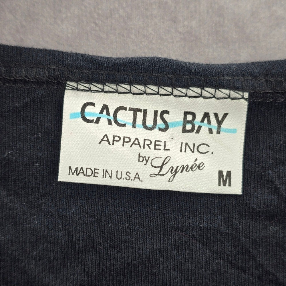 Cactus Bay Black Christmas Holiday Festival Y2K VTG Artsy Print Top Medium