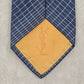 YSL Blue Gold Stripe Plaid Executive Silk Italy Neck Tie Men