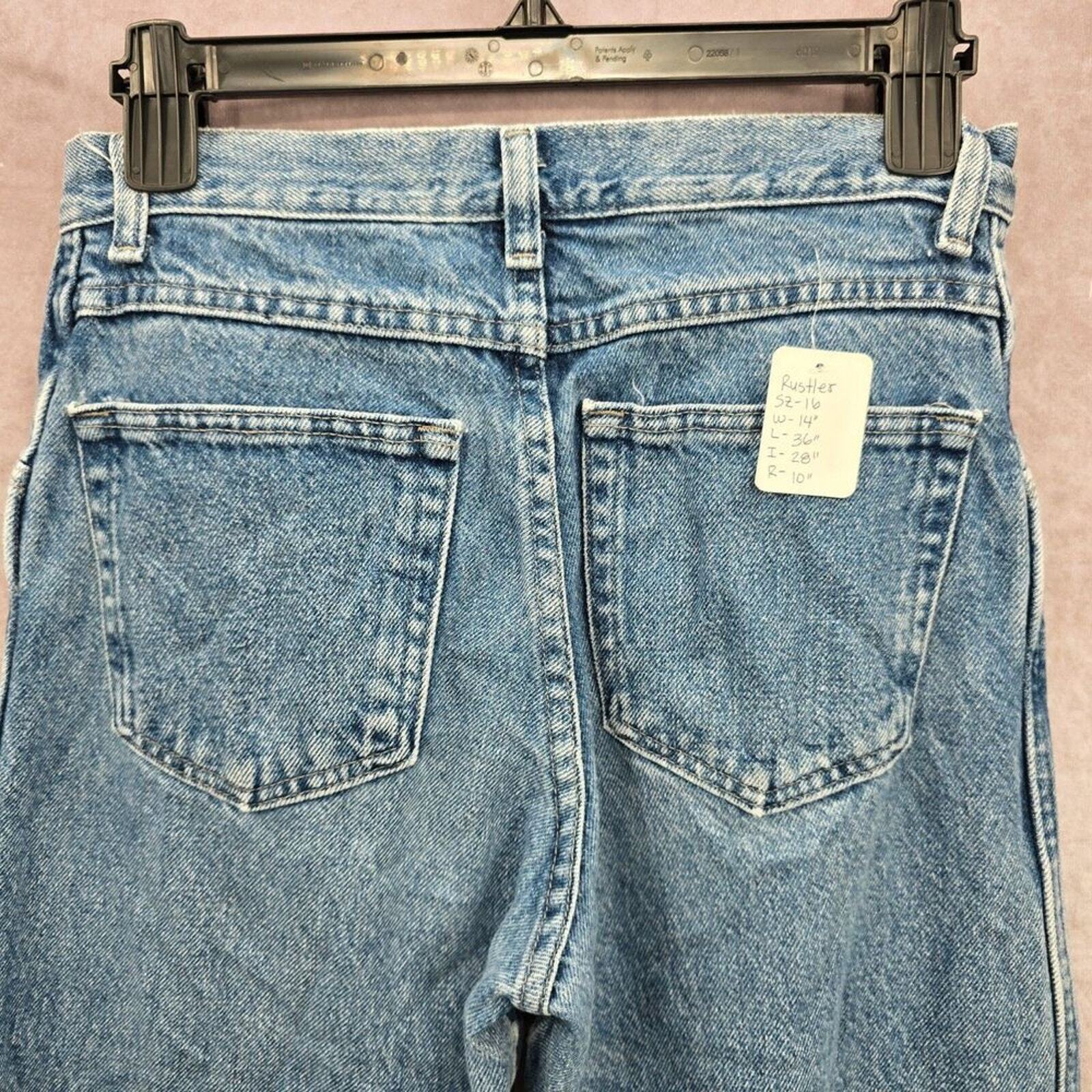 Rustler Jeans Blue Denim Button & Zipper Fly Size 16 Regular