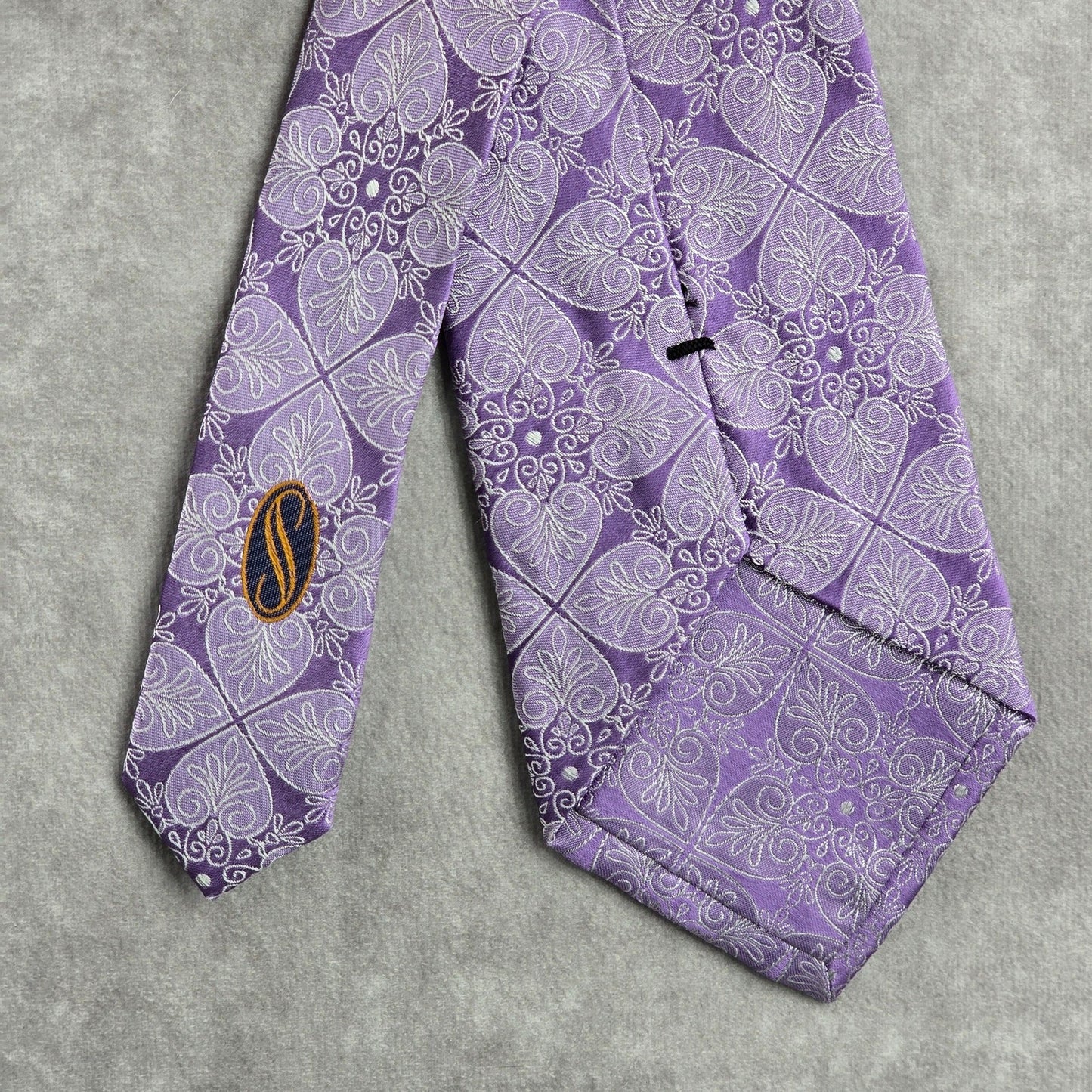 Stafford Signature Purple Silver Floral Paisley 100% Silk Men's Neck Tie Office