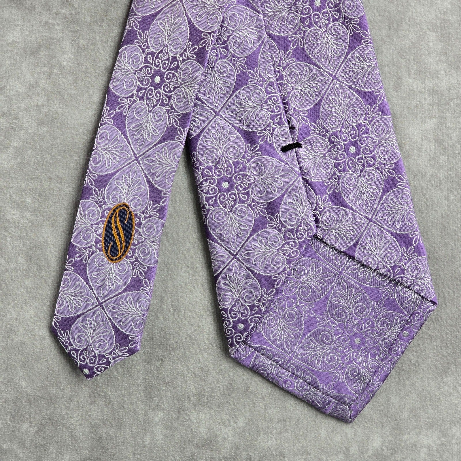 Stafford Signature Purple Silver Floral Paisley 100% Silk Men's Neck Tie Office
