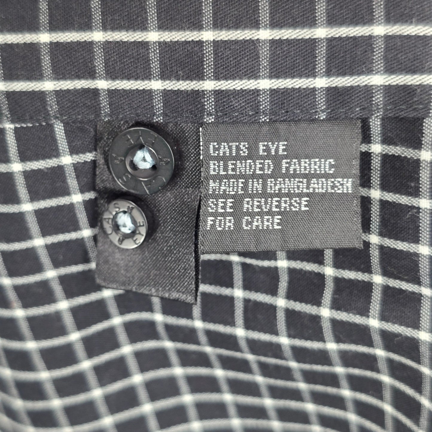 Cats Eye Black Stripe Button Down Long Sleeve Work Casual Dress Shirt Mens L