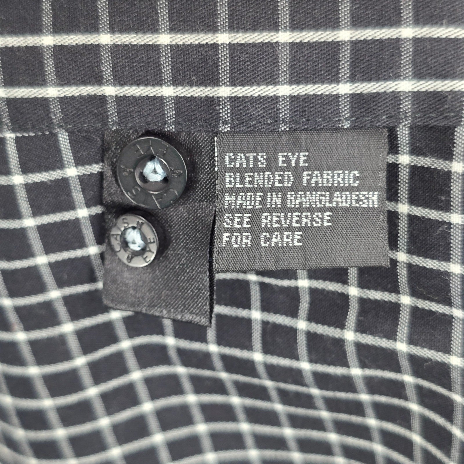 Cats Eye Black Stripe Button Down Long Sleeve Work Casual Dress Shirt Mens L