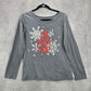Gray Snow Flake Christmas Holiday Oh What Fun Cozy Winter Print Top Medium