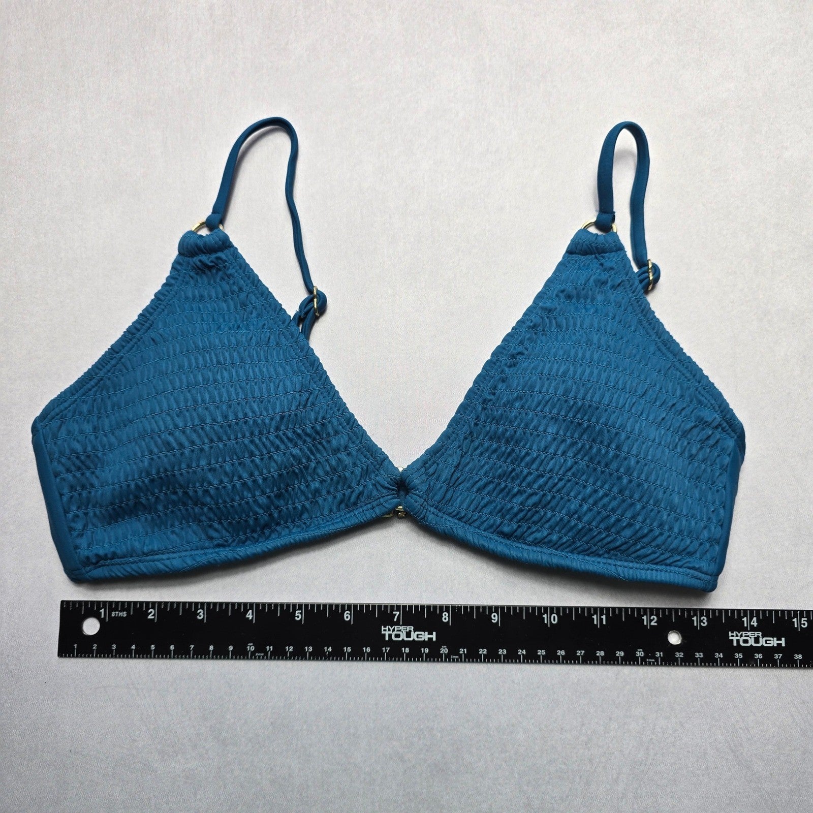 Xhilaration Blue Boho Padded Swim Sports Bra Beach Bralette Bikini Top L Large