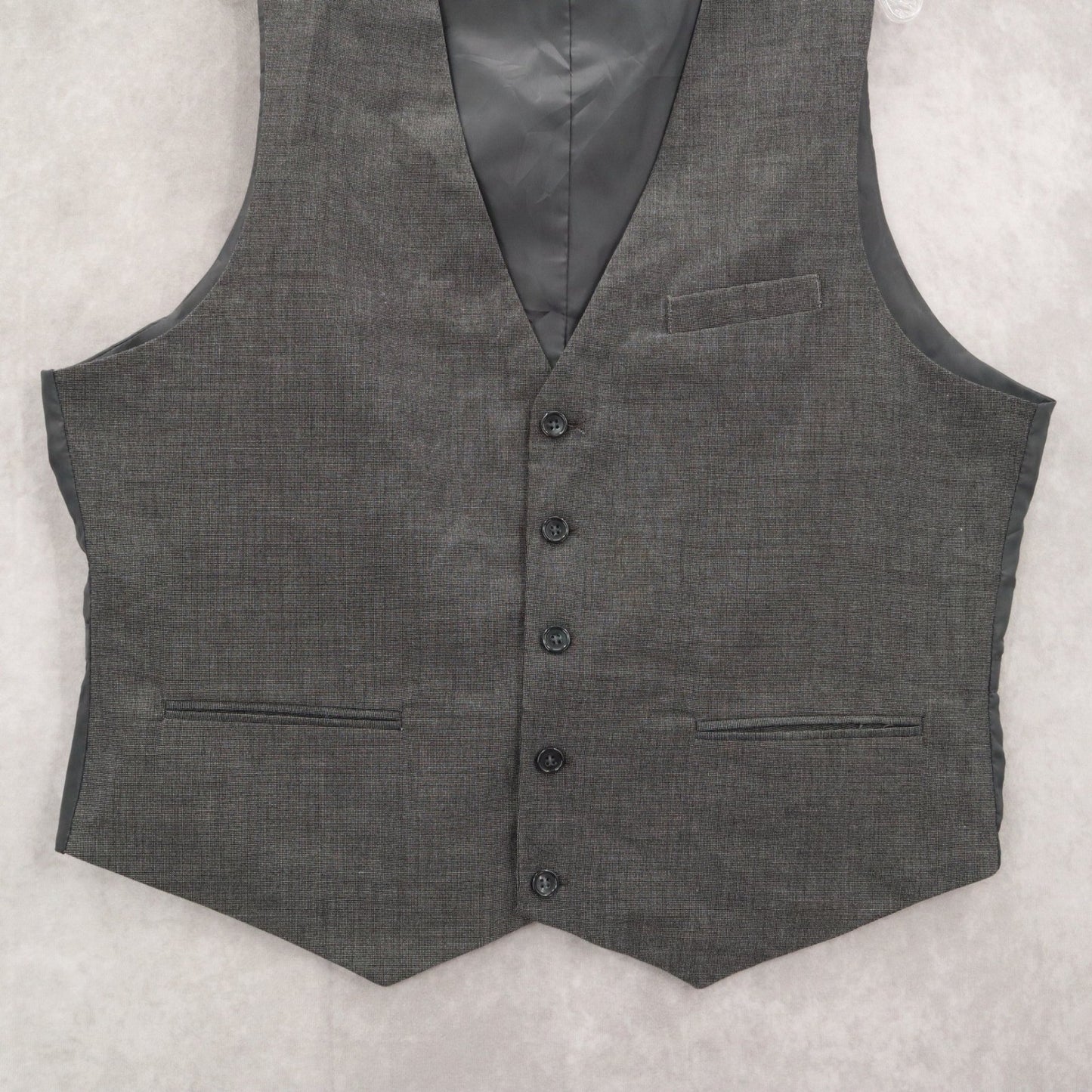 Gray Plaid 5 Button Point Bottom Waistcoat Formal Tuxedo Suit Vest 44S XL