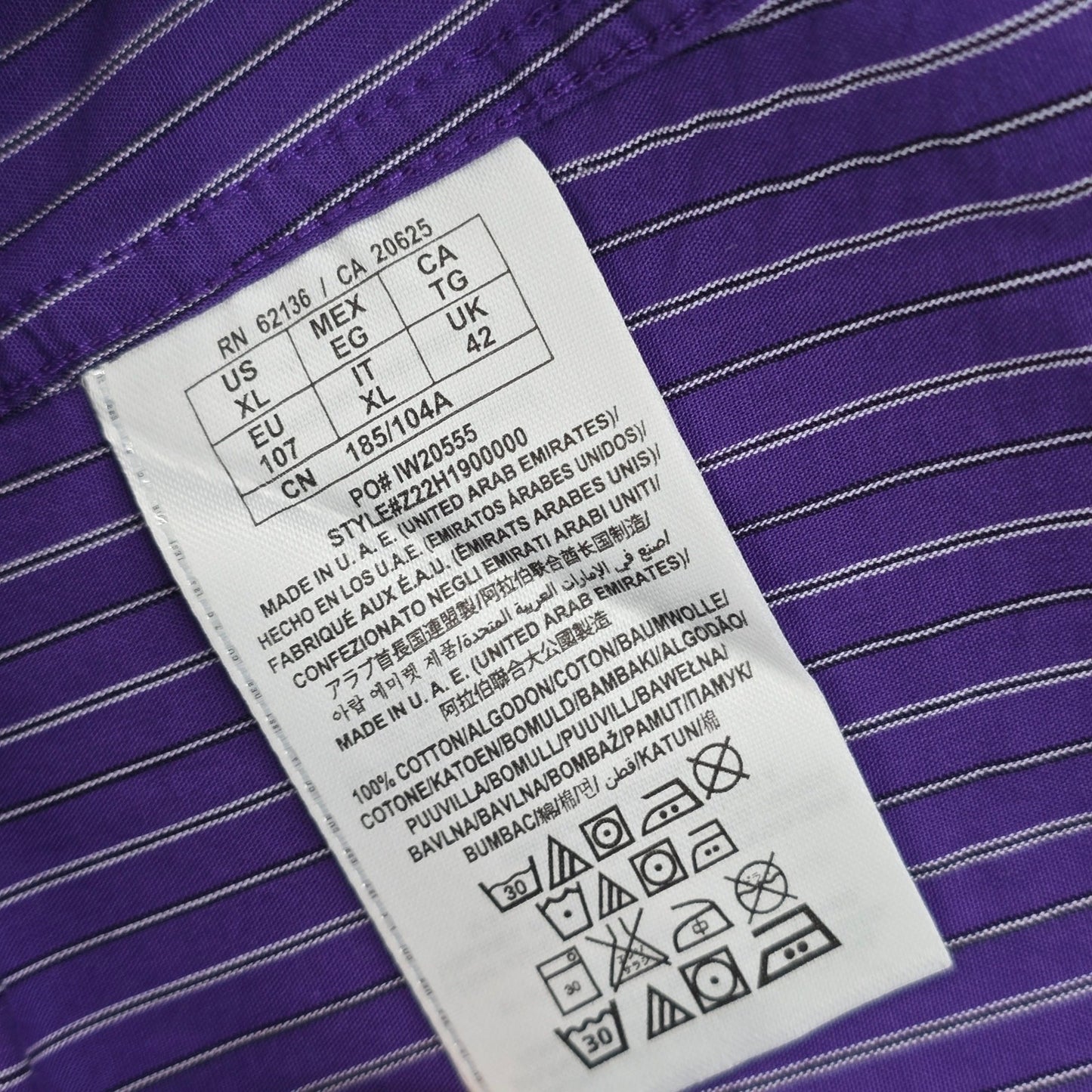 G By Guess Purple Stripe Mens Button Down Long Sleeve Cotton Dress Shirt XL