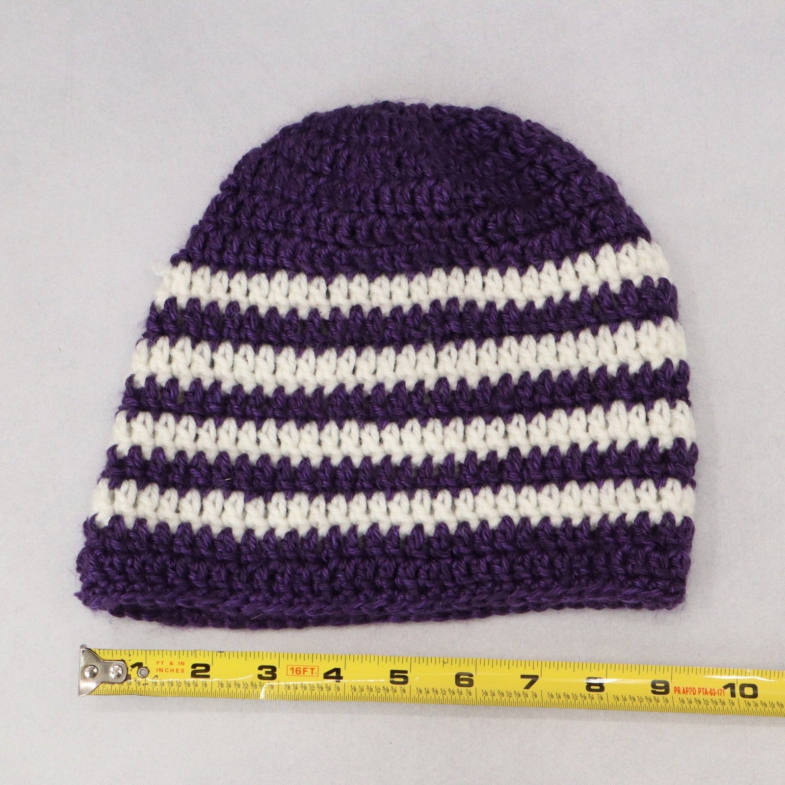 Purple Chevron Multi Color Crochet Cable Knit Y2K Vintage Cottage Beanie Cap Hat