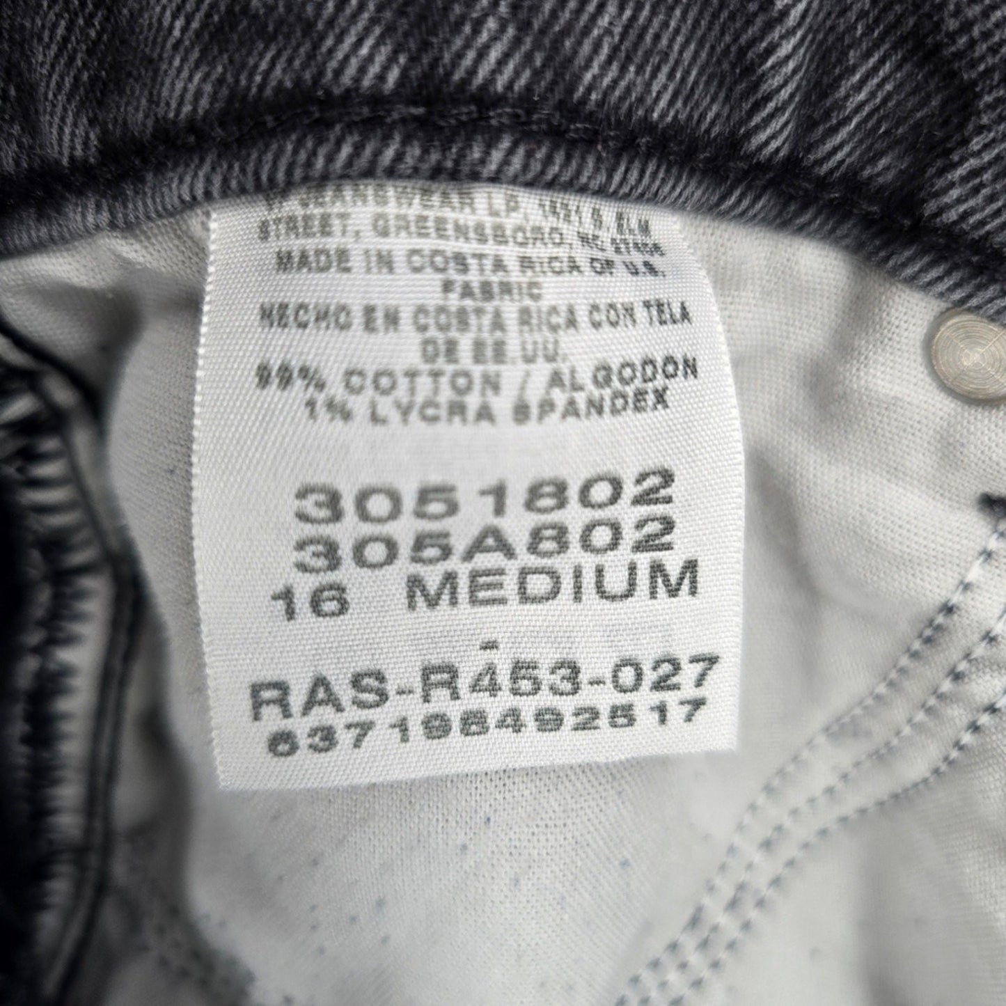 Lee Relaxed Straight Leg Gray Black Denim Pants Jeans 16M