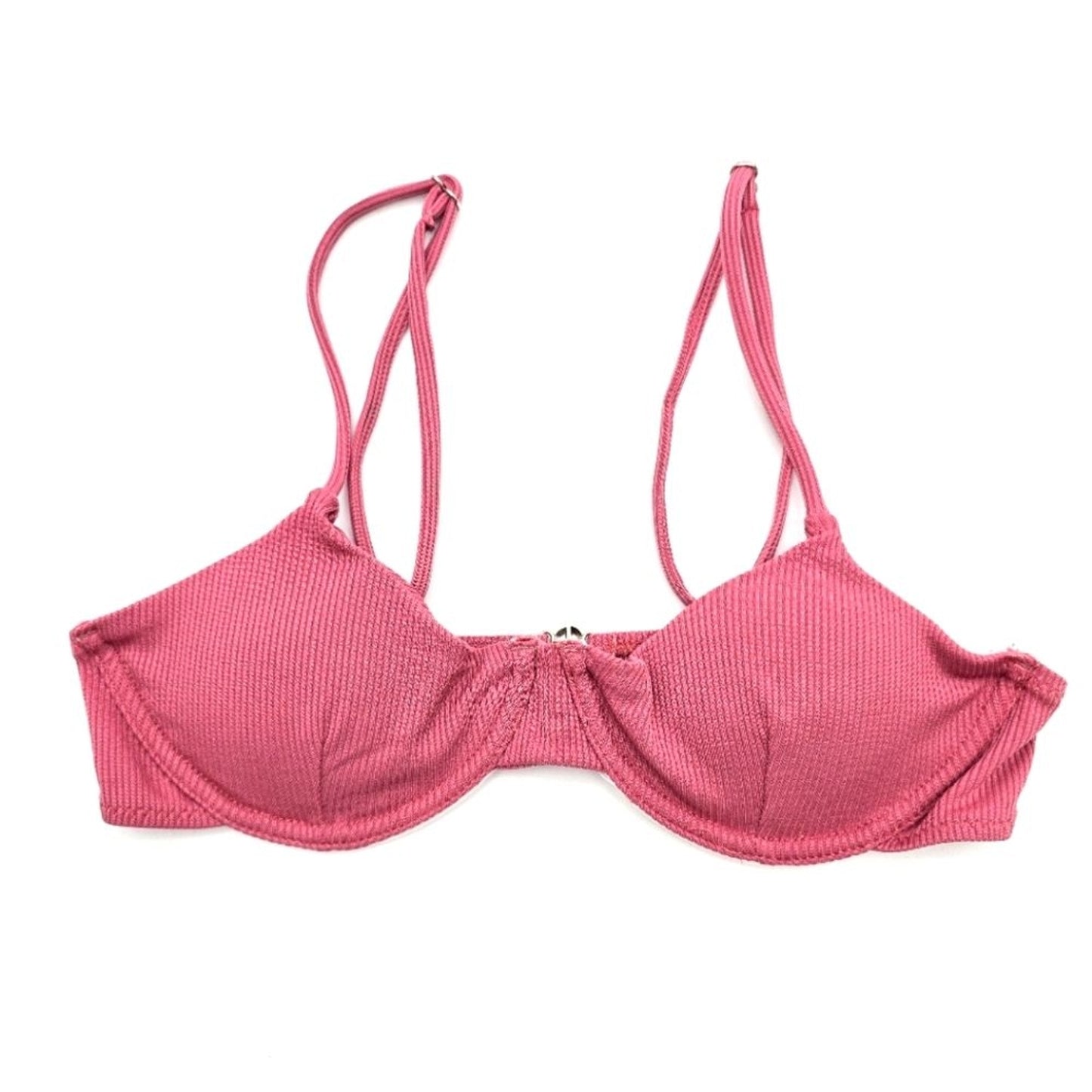 Shein Pink Ribbed Padded Underwire Adjustable Strap Bikini Top Swimwear