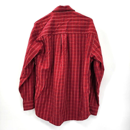 Haggar Red Plaid Button Up Long Sleeve Shirt Medium