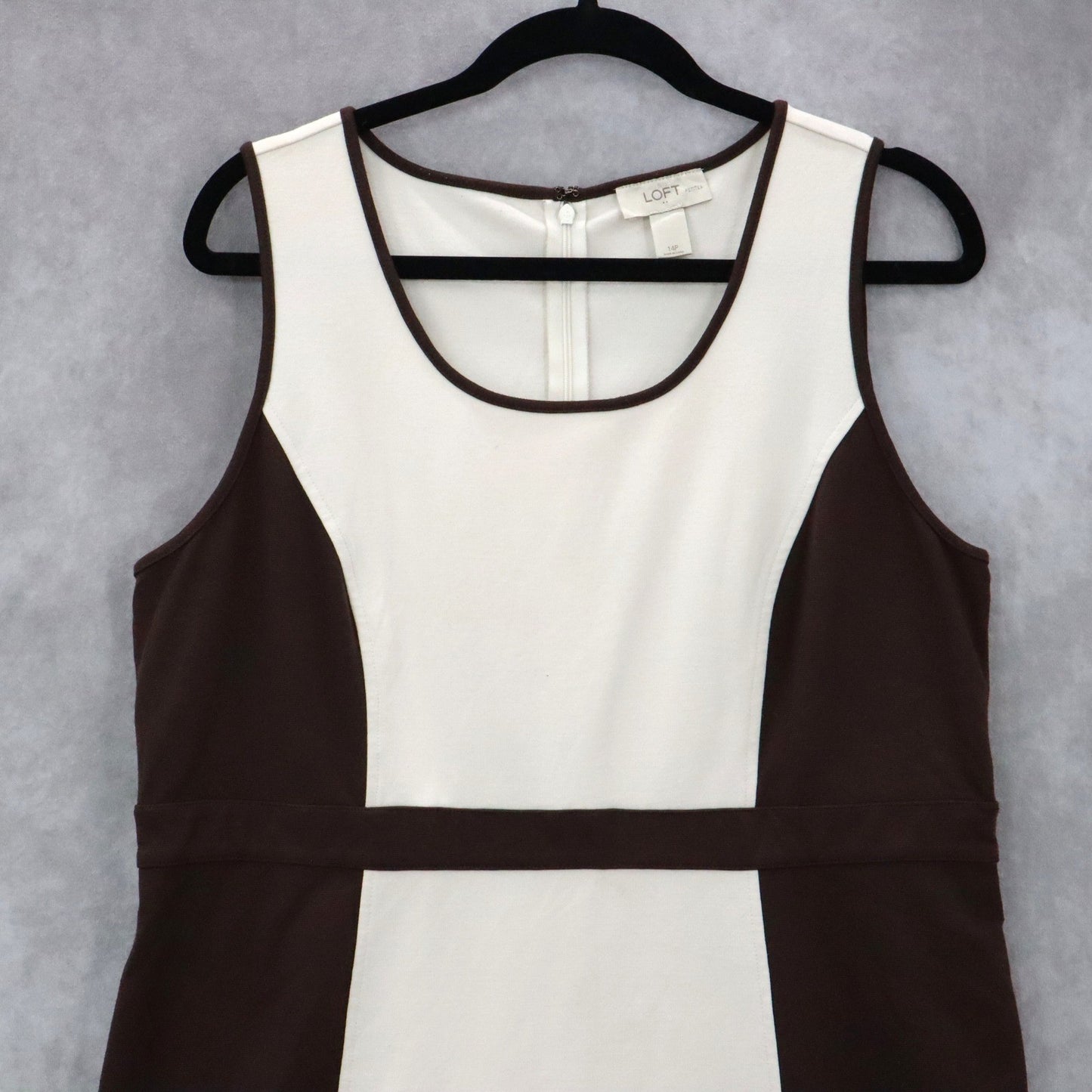 LOFT Colorblock Sheath Dress Sleeveless Brown Cream Career Work Office 14P