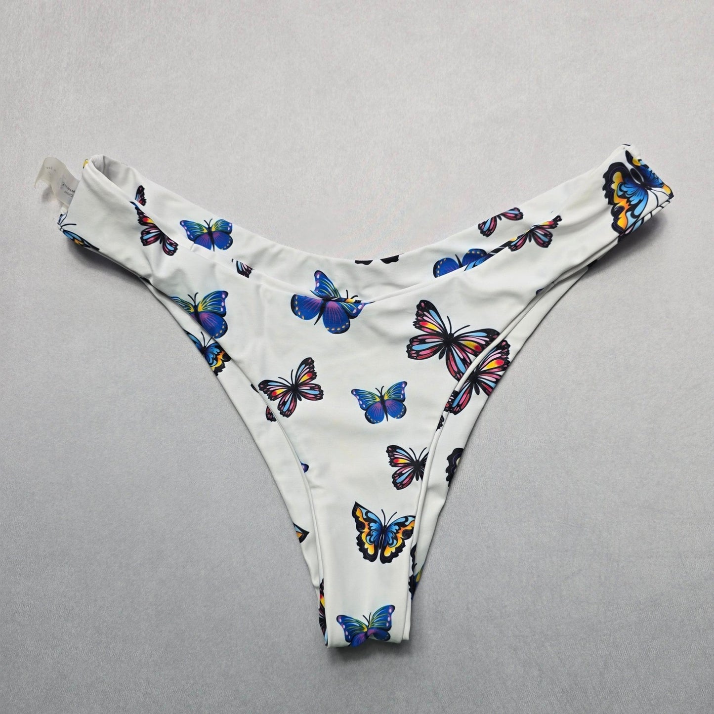 Zaful White Butterfly Thong Swim Beach Cheeky Flirty Boho Bikini Bottom L Large