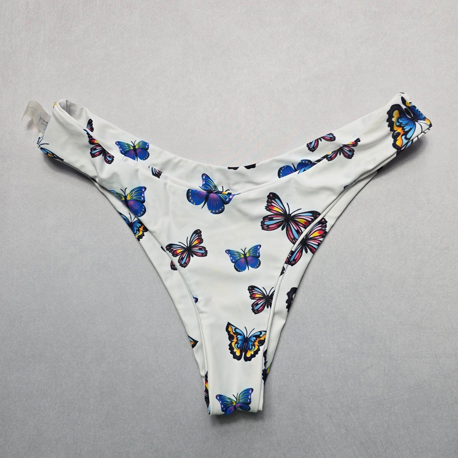 Zaful White Butterfly Thong Swim Beach Cheeky Flirty Boho Bikini Bottom L Large