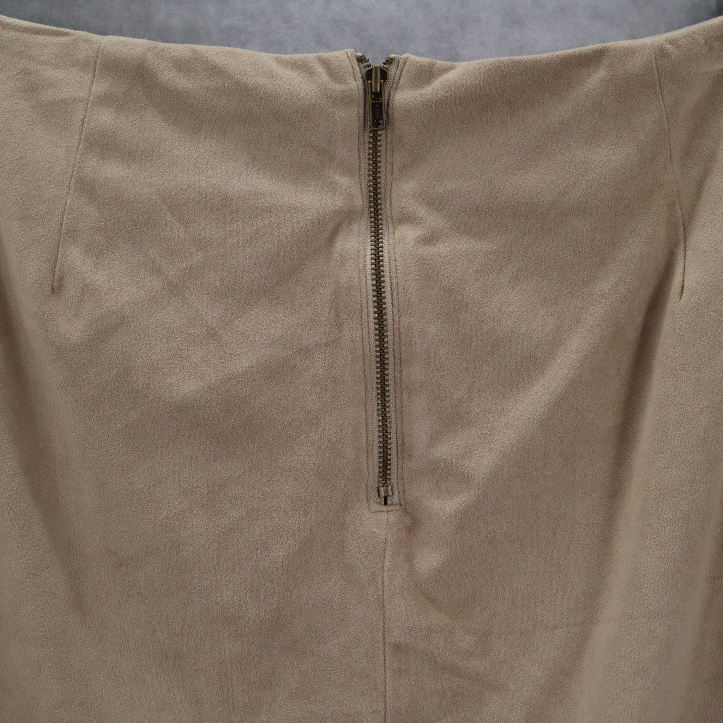 Cato Tan Pencil Buckle Faux Suede Western Zip Stretch Knee Length Skirt Plus 18W