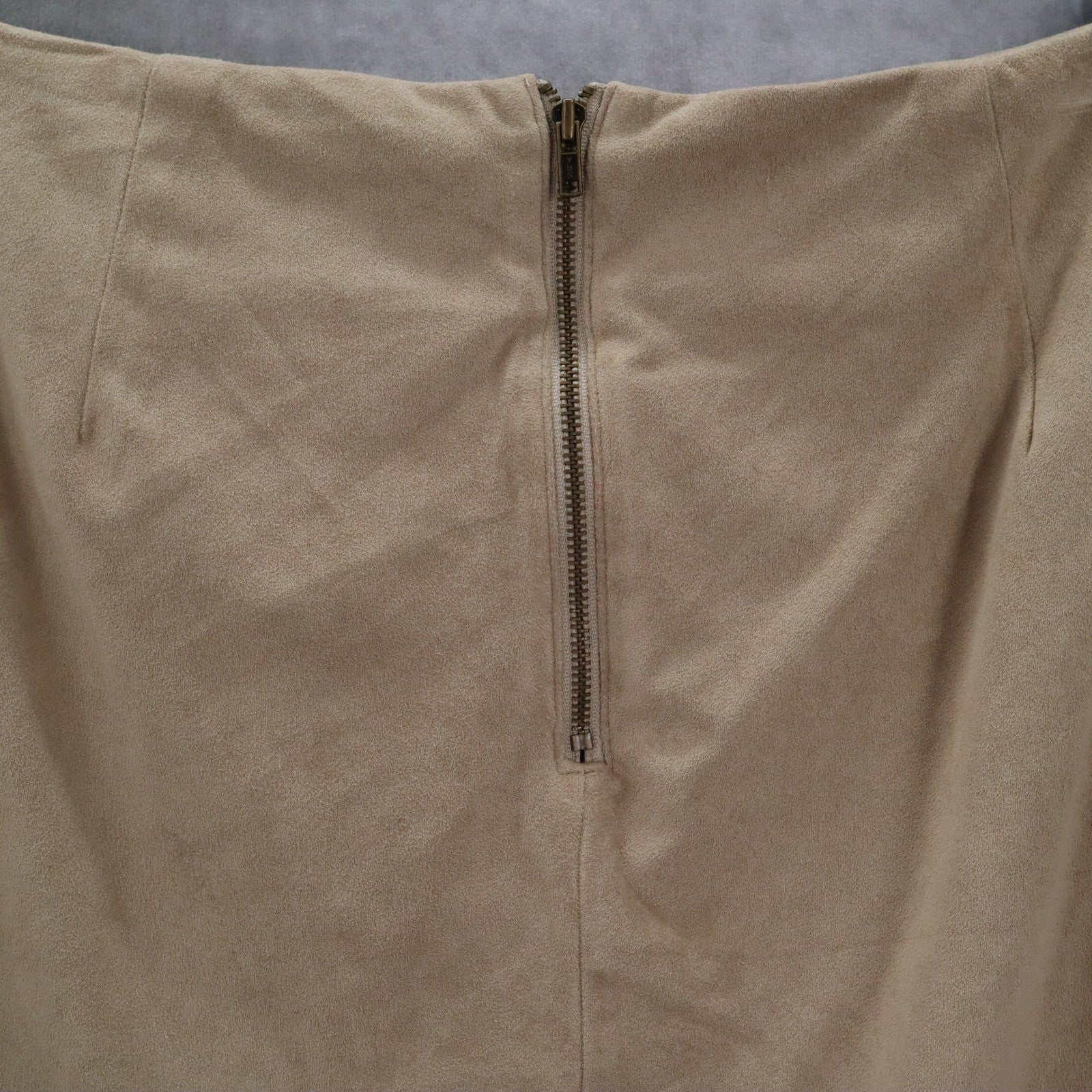 Cato Tan Pencil Buckle Faux Suede Western Zip Stretch Knee Length Skirt Plus 18W