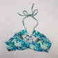 Reel Legends Blue Tropical Shell Tie Swim Sports Bra Beach Bikini Top M Medium