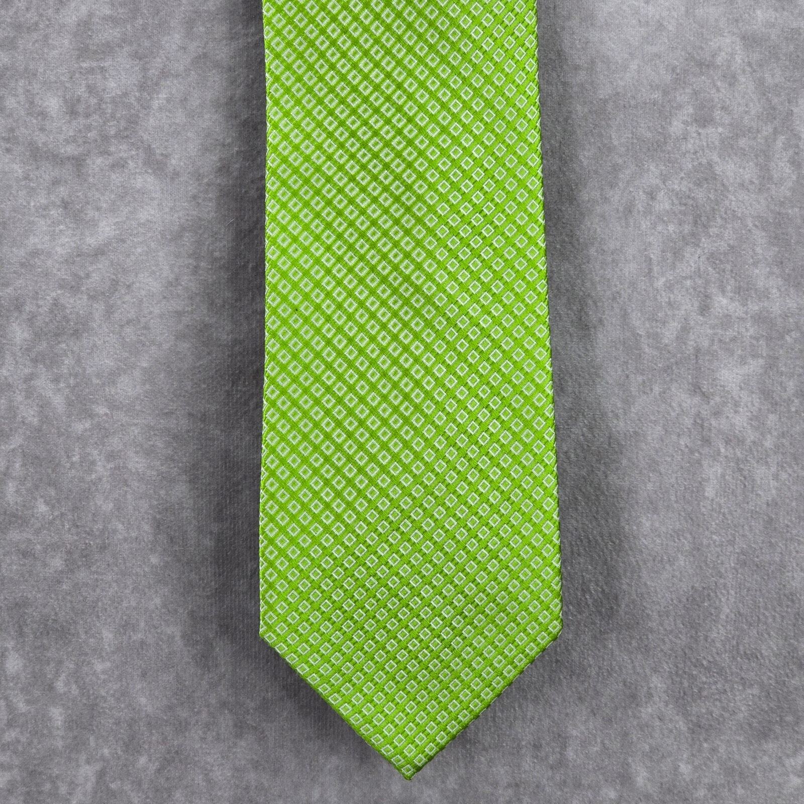 Croft & Barrow Green Plaid Geometric 100% Silk Men's Neck Tie Executive Party