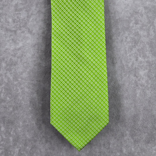 Croft & Barrow Green Plaid Geometric 100% Silk Men's Neck Tie Executive Party