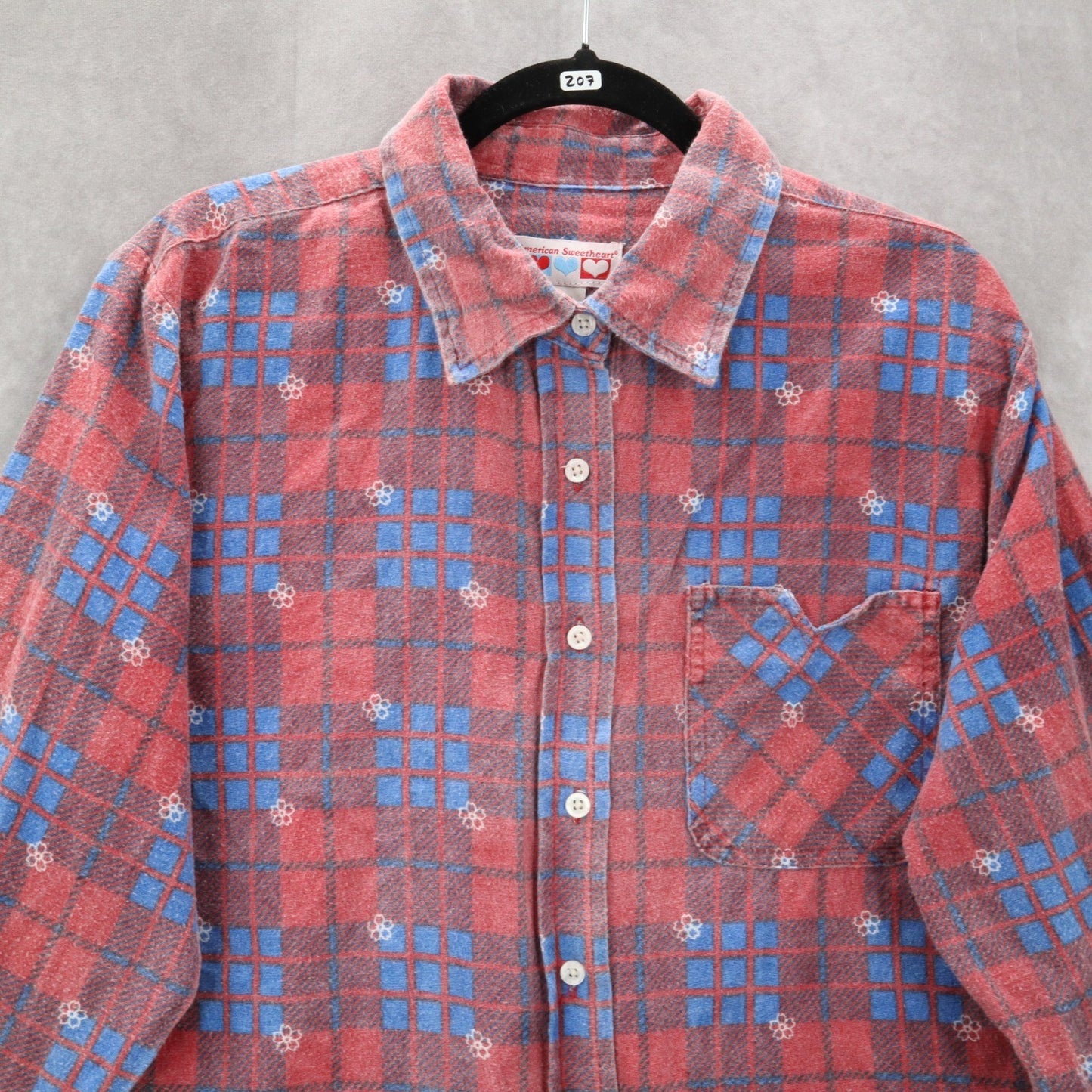 American Sweetheart Red Plaid Flannel Button Up Long Sleeve VTG Western Shirt XL
