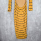 Fashion Nova Yellow Ribbed Cutout Long Sleeve Midi Maxi Dress Extra Small XS
