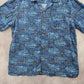 George Blue Beach Palm Tropical Surf Island Relaxed Hawaiian Shirt Large