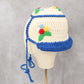 White Cable Knit Crochet Floral Tie Y2K Vintage Child Girls Beanie Hat Cap