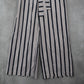Blue Stripe Belted Wide Leg Boho Pull On Straight Leg Trousers Pant S Small