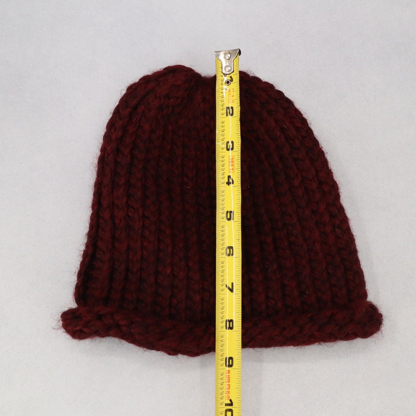 Red Maroon Cable Knit Y2K Vintage Handmade Winter Bucket Cozy Beanie Cap Hat