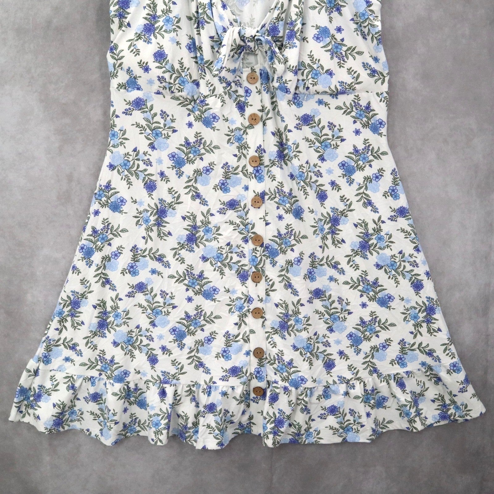 No Boundaries White Floral Fit Flare Boho Tie Ruffle Cap Sleeves Dress Plus XXL