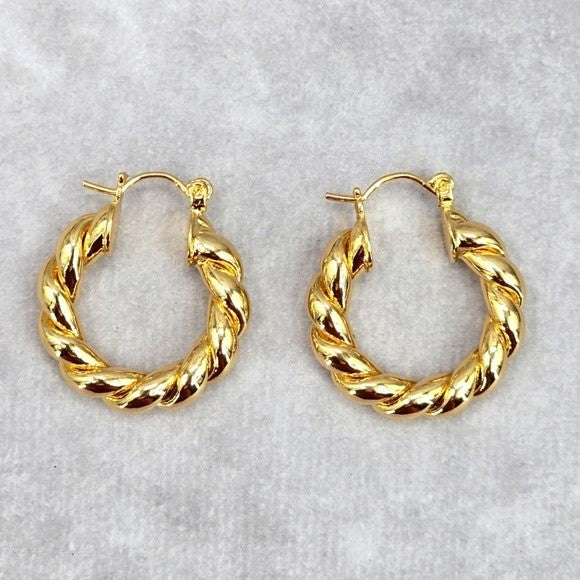 Gold Thick Spiral Hoop Hook Dangle Fashion Jewelry Earrings JB2-92