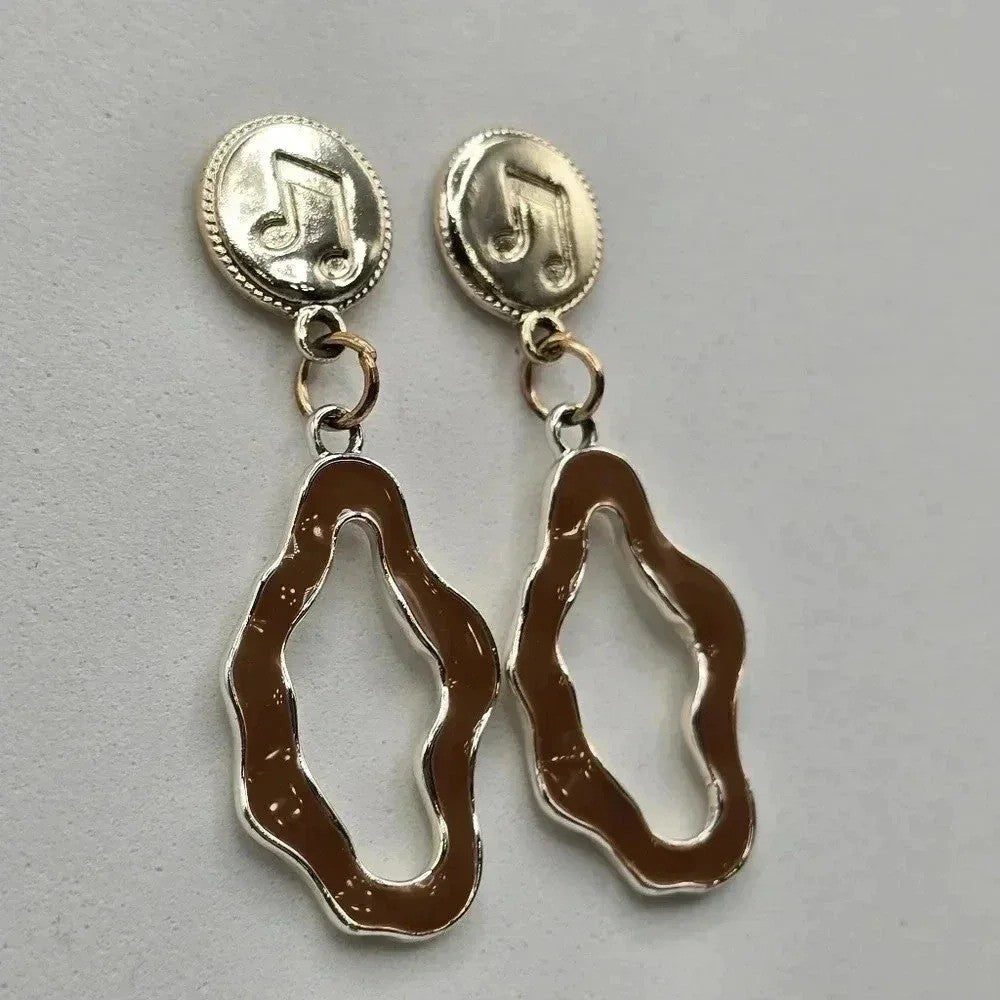 Musical Notes Gold Brown Dangle Hook Boho Retro Earrings Fashion Jewelry E29