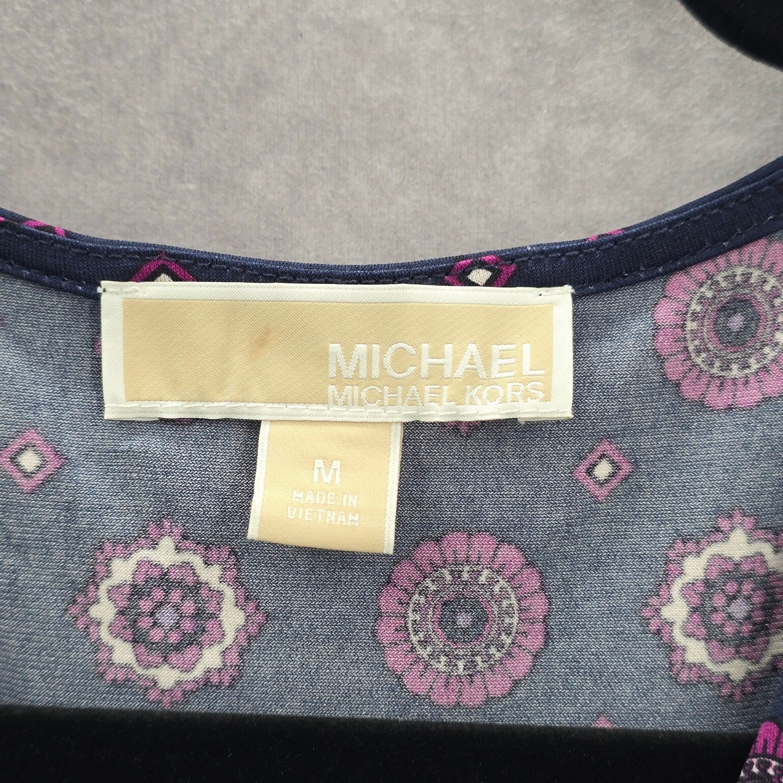 Michael Kors Purple Wrap Floral Sleeveless Knee Length Buckle Dress Medium