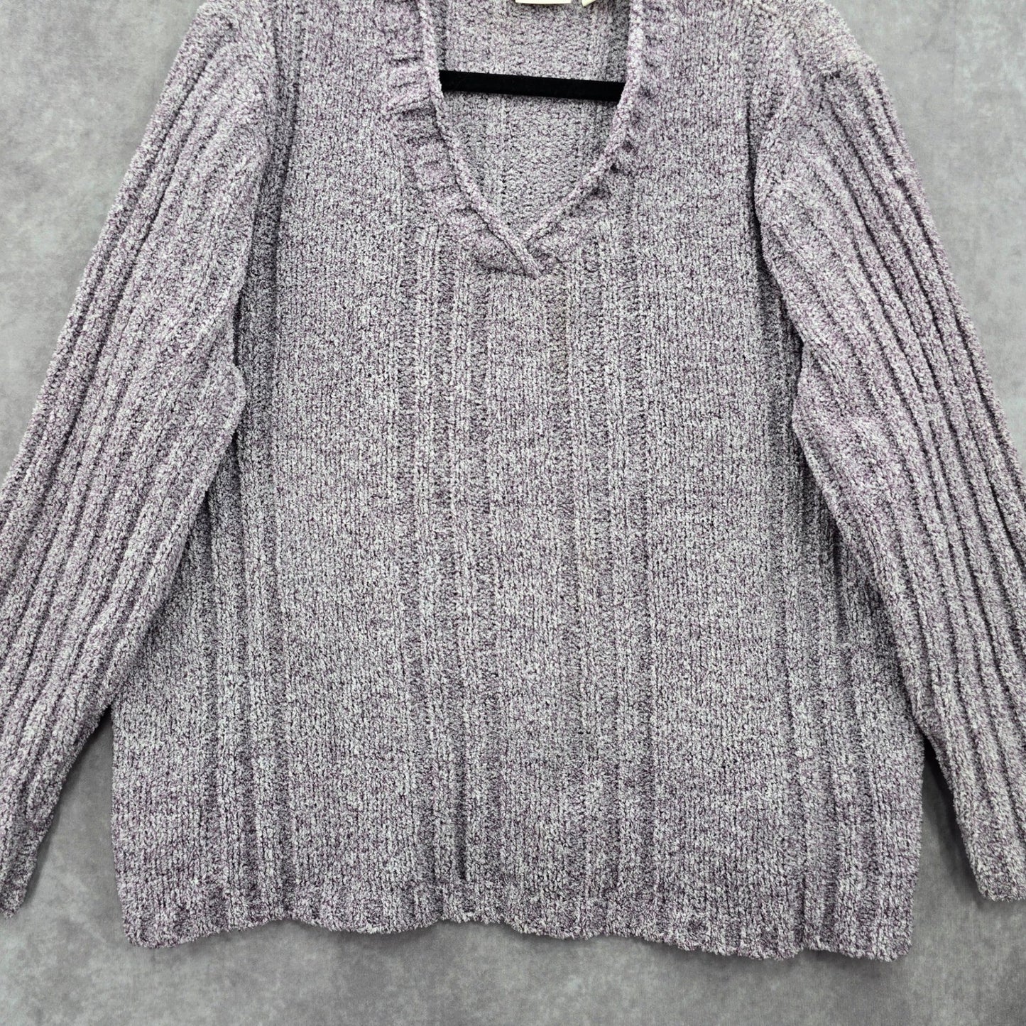 Erika Purple Chunky Oversized Ribbed Pullover Soft Y2K Chenille Sweater Plus 2X