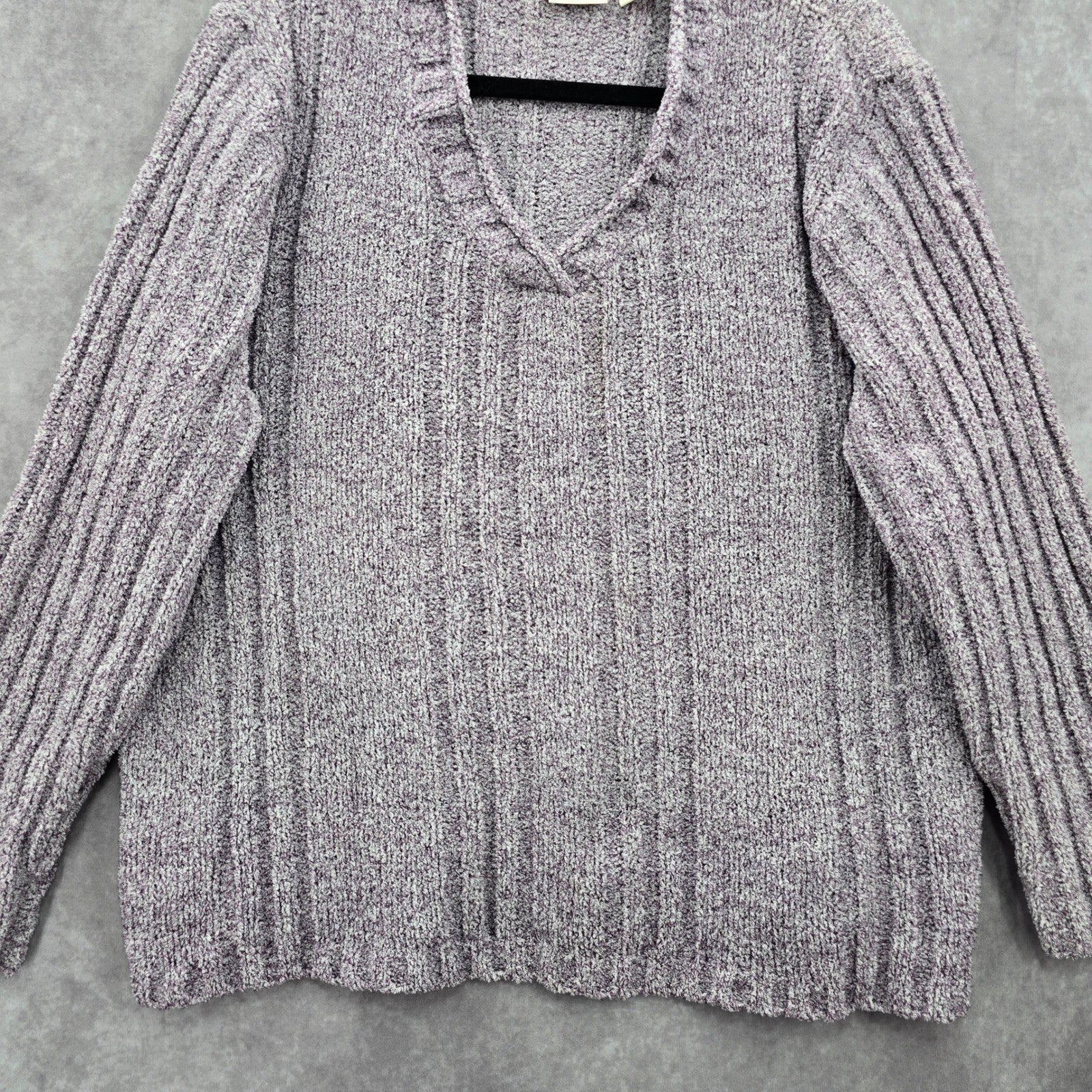 Erika Purple Chunky Oversized Ribbed Pullover Soft Y2K Chenille Sweater Plus 2X