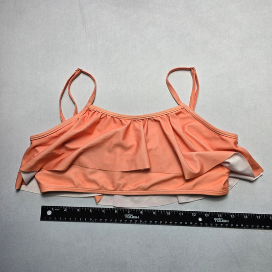 Orange Cover Pull On Swim Boho Fun Sports Bra Beach Bralette Bikini Top L Large