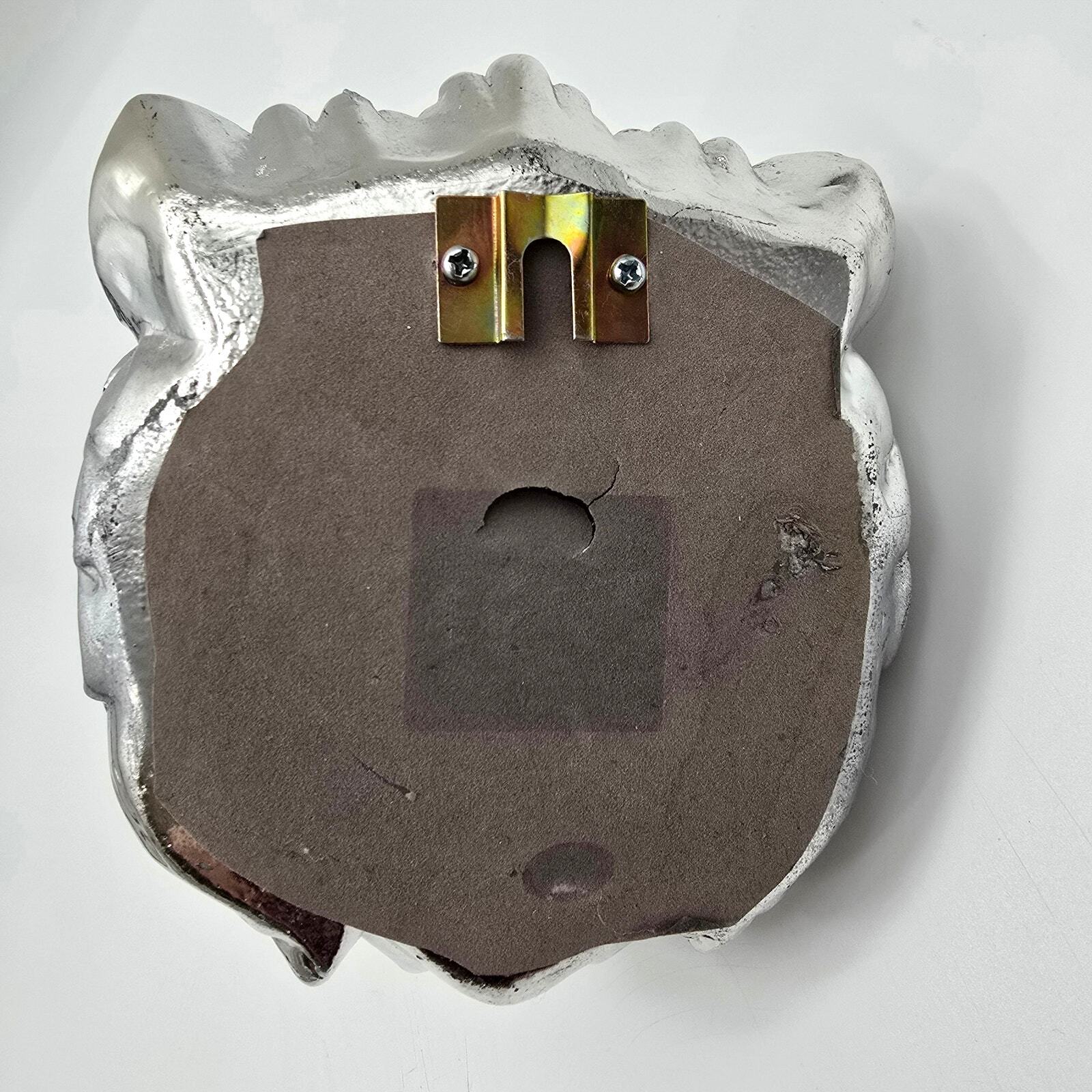 Silver Metallic Lion Head Wall Art Aluminum Mount Plaque Hanging Home Decor
