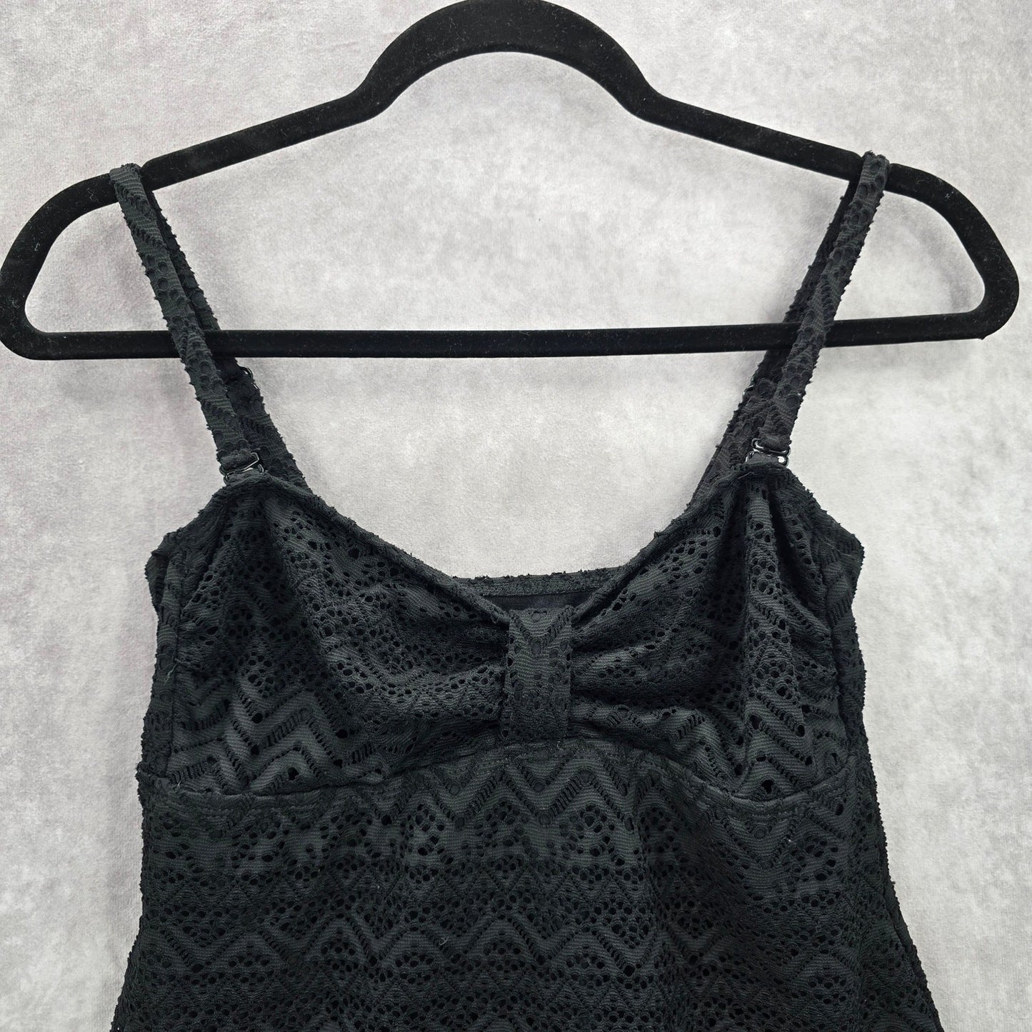 Catalina Black Crochet Lace Swimwear Tankini Top S Small 4-6