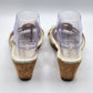 Cole Haan White Heels open Toe Slide Cork Leather Sandals Size 7.5B