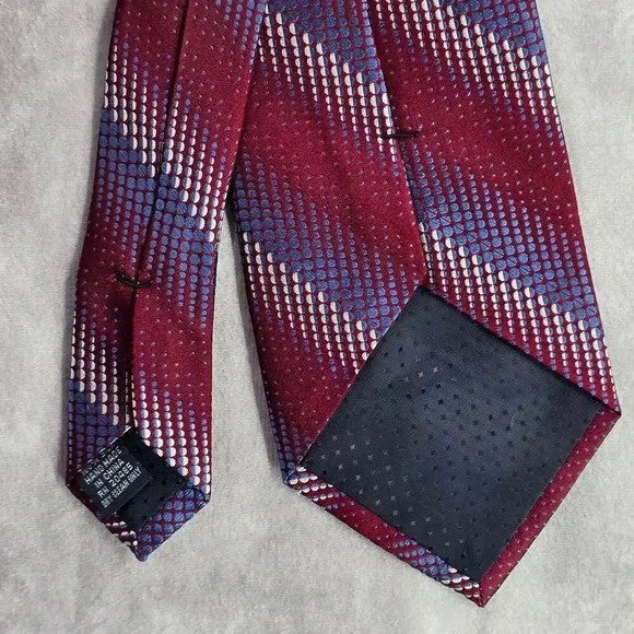 Stafford Essentials Burgundy Stripe Dot 100% Silk Men's Neck Tie NWOT