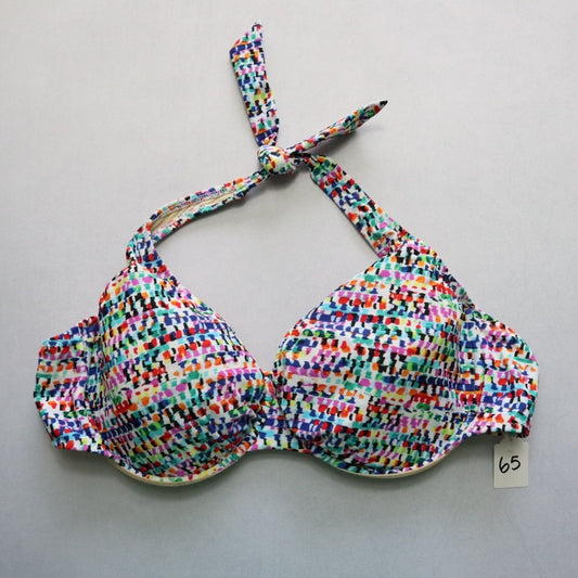 Profile Pink Multi Halter Tie Padded Wired Swim Bra Bralette Bikini Top 38D