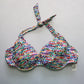 Profile Pink Multi Halter Tie Padded Wired Swim Bra Bralette Bikini Top 38D