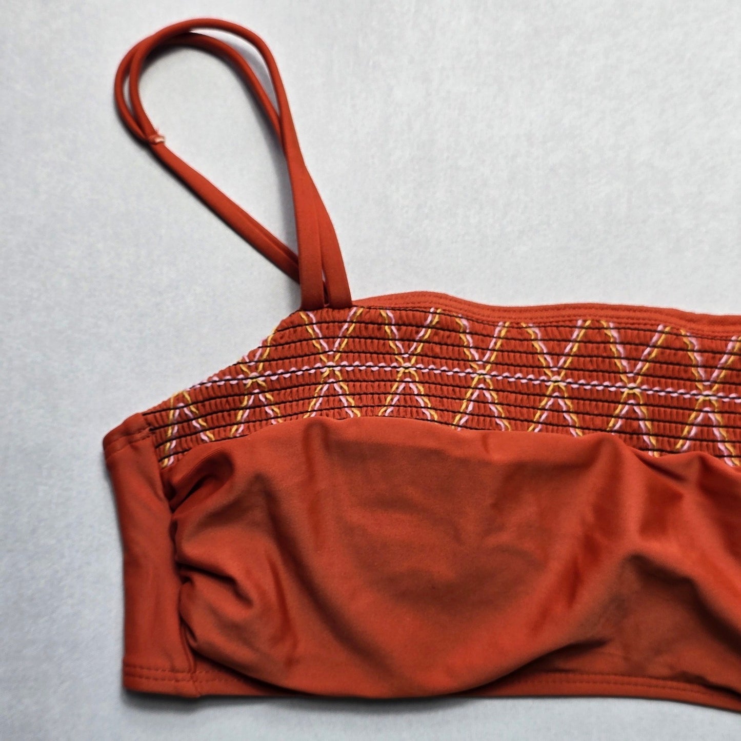 Xhilaration Orange Smock Swim Sports Bra Beach Bralette Bikini Top L Large