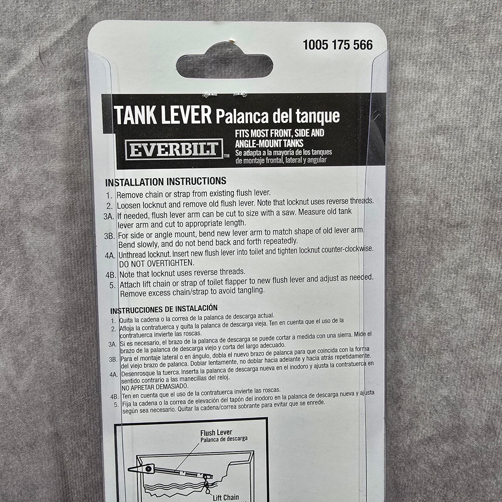 Everbilt Universal Toilet Tank Lever Plastic Handle Arm White Front Angle Mount