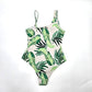 Old Navy Tropical Leaf White One Piece Bathing Suit Swimwear Medium